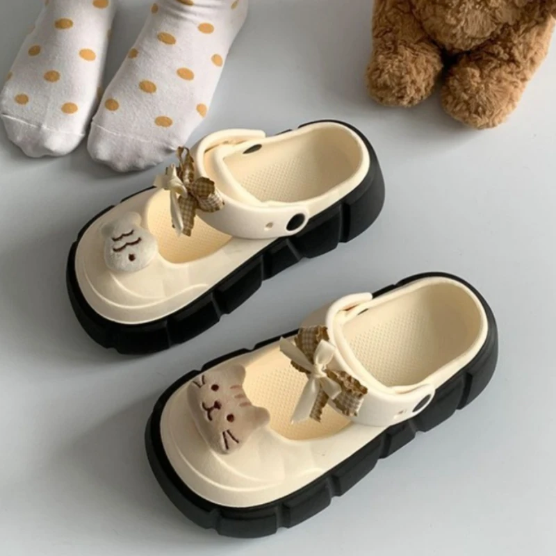 Street Fashion Female - รองเท้าแตะแฟชั่นลายแมวและปลา DIY น่ารักแบบใหม่สำหรับผู้หญิง รองเท้าสวมใส่ในบ้านและนอกบ้าน พื้นนุ่ม EVA