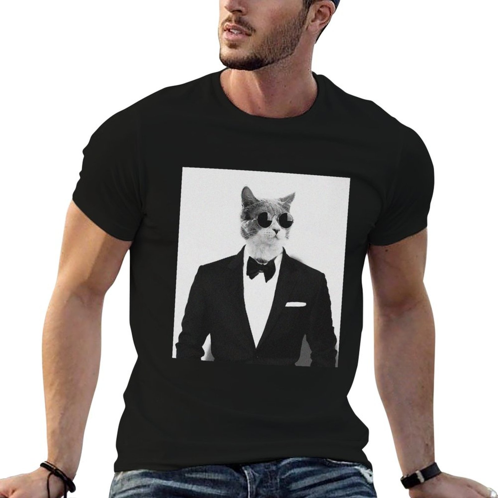 Street Fashion Quotes - แมวในชุดสูท : เสื้อยืดพิมพ์ลายคำคมตลกสำหรับผู้ชายและผู้หญิง ของขวัญสำหรับเด็กหญิงและเด็กชาย เสื้อยืดสตรีทแฟชั่น เสื้อยืดลำลอง