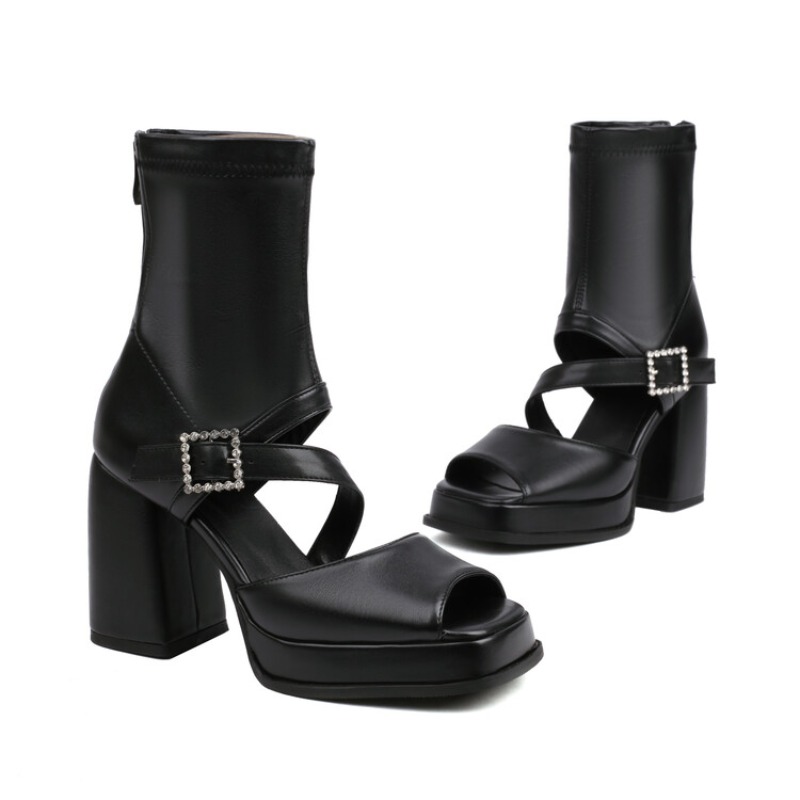 รองเท้าส้นสูงแบบเปิดนิ้วเท้า ส - Street Fashion Female บทวิจารณ์และราคา