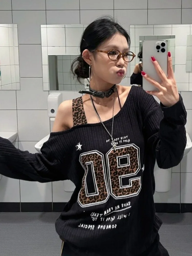 เสื้อยืดลายเสือดาวสไตล์ Y2K แบ - Fashion Streetwear บทวิจารณ์และราคา