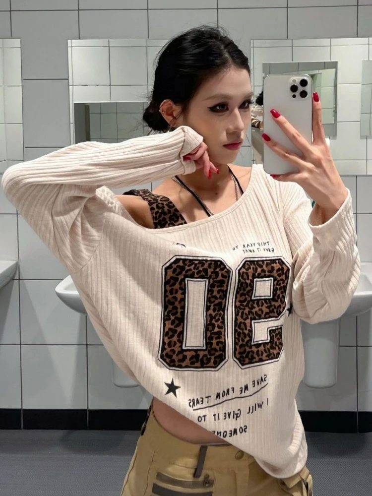 เสื้อยืดลายเสือดาวสไตล์ Y2K แบ - Fashion Streetwear บทวิจารณ์และราคา