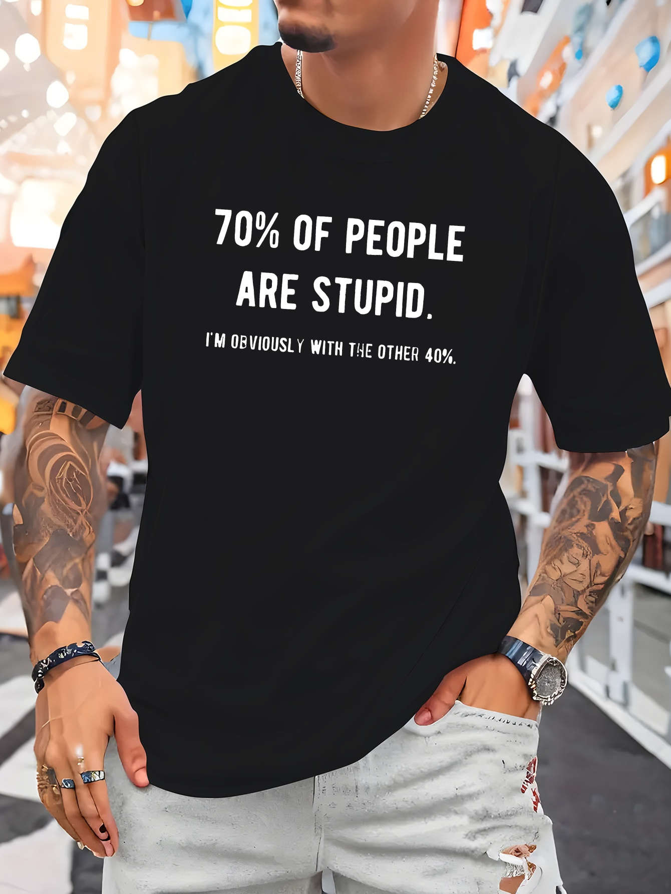 เสื้อยืดคอกลมผ้าฝ้ายพิมพ์ลายข้ - Street Fashion Quotes บทวิจารณ์และราคา