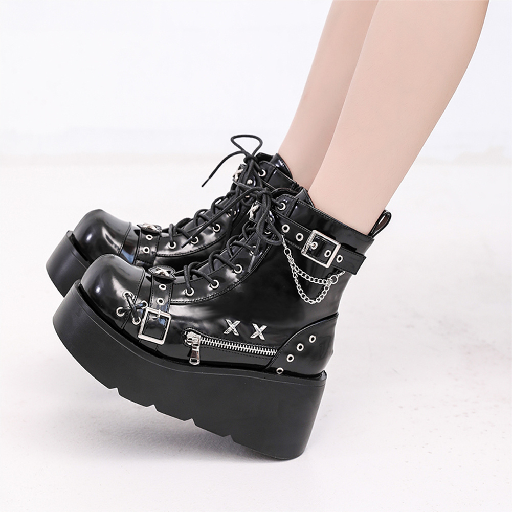 รองเท้าบูทส้นตึกสไตล์โกธิคสำหร - Street Fashion Female บทวิจารณ์และราคา