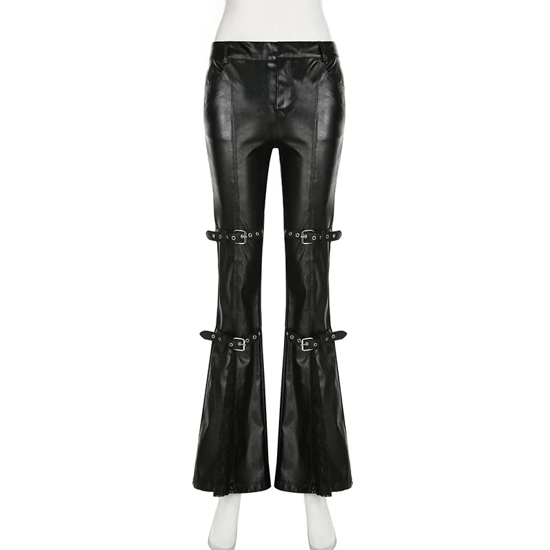 กางเกงทรงบานหนัง PU สำหรับผู้ห - Street Fashion Female บทวิจารณ์และราคา