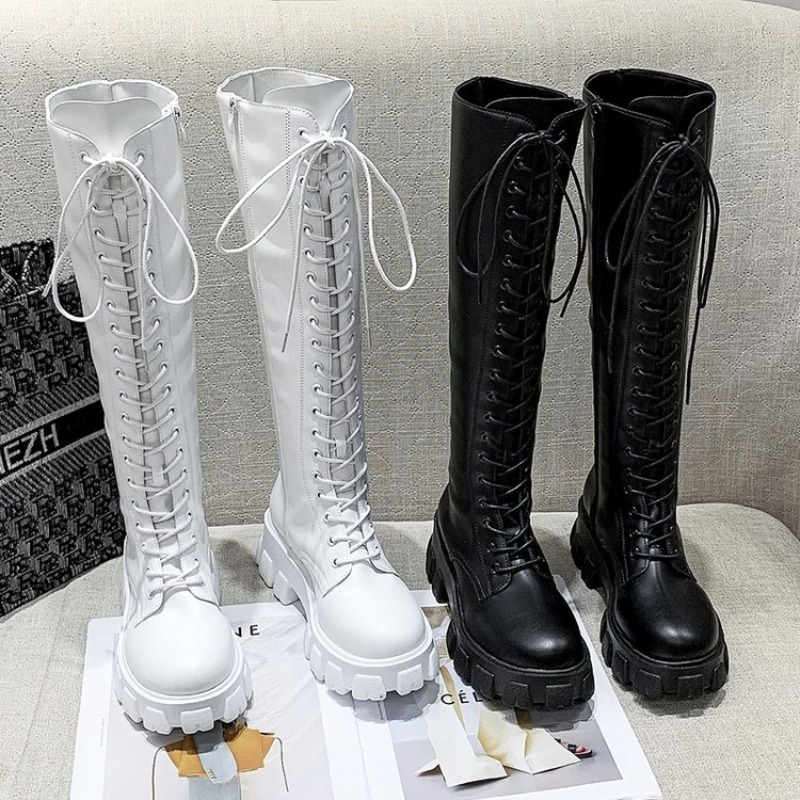 รองเท้าบูทผู้หญิงแบบผูกเชือก ค - Street Fashion Female บทวิจารณ์และราคา